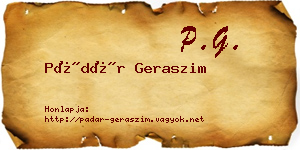 Pádár Geraszim névjegykártya